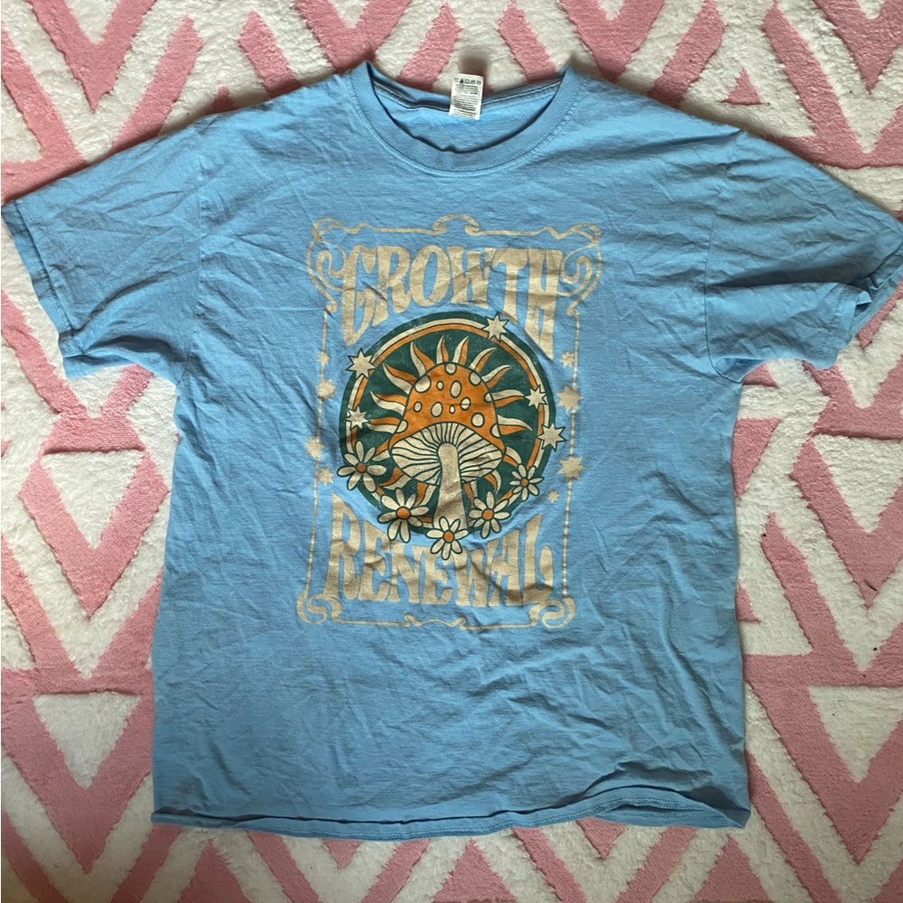 Fruit of the Loom blue mushroom tshirt